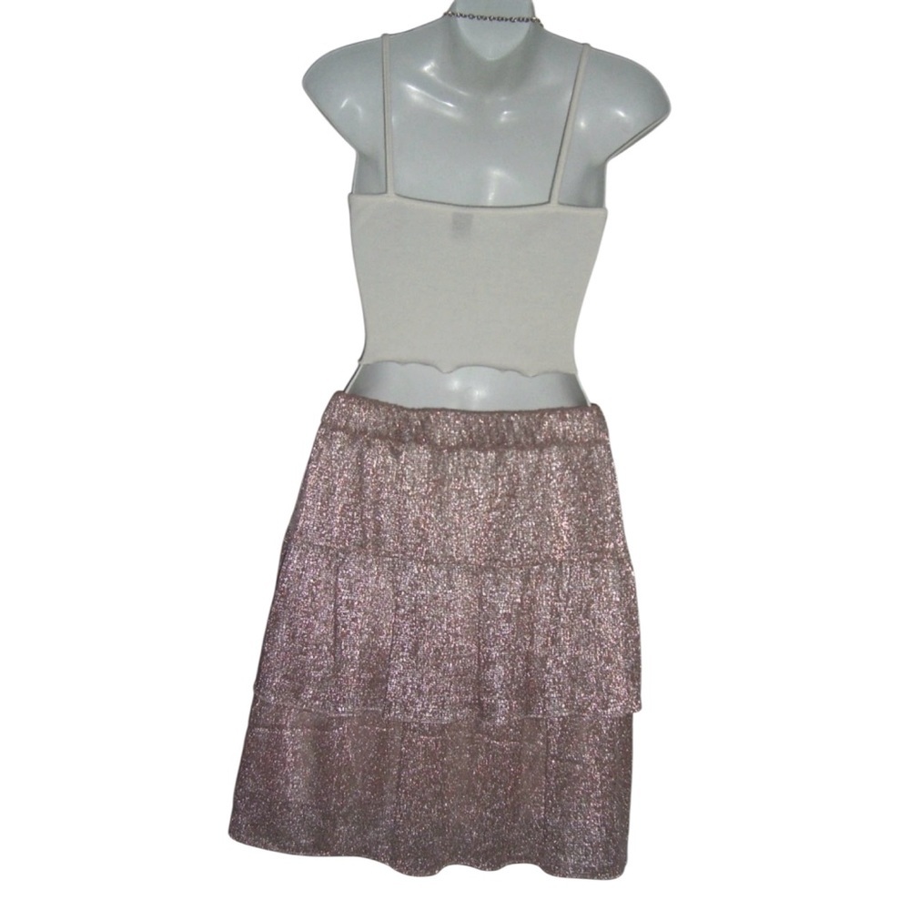 IRO Paris Skirt Pink Silver Metallic Ruffle y2k Kawaii Coquette McBling Fairy M - Picture 5 of 10